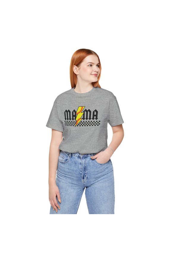 Softball Retro Mama Rocker Sports Checkerboard Shirt