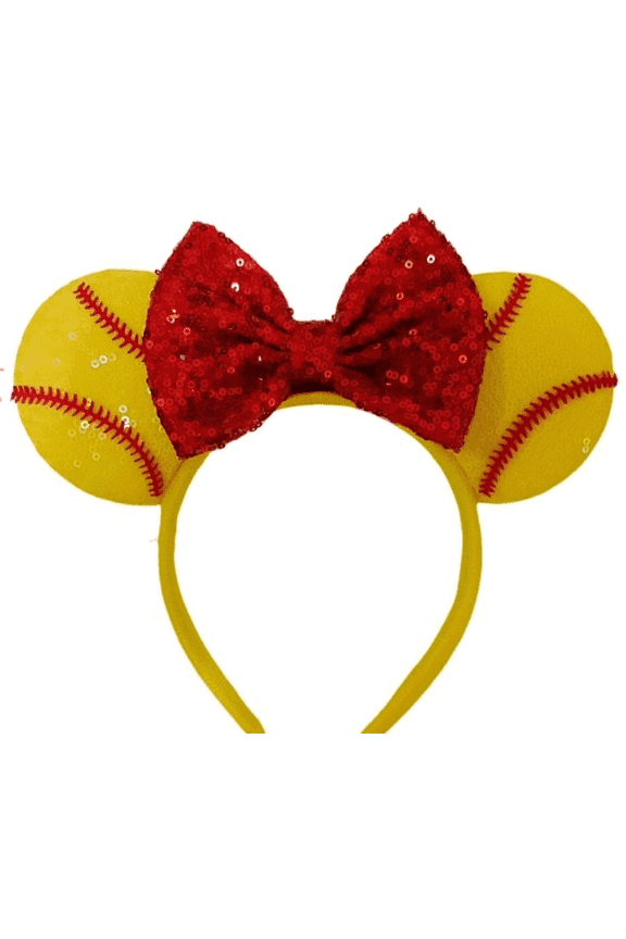 Softball Sequin Mickey Minnie Ears Headband / Minnie Inspired Princess Ears / Minnie Headband