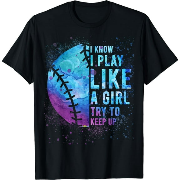 Softball-Shirt Funny I Know I Play Like A Girl Gift T-Shirt