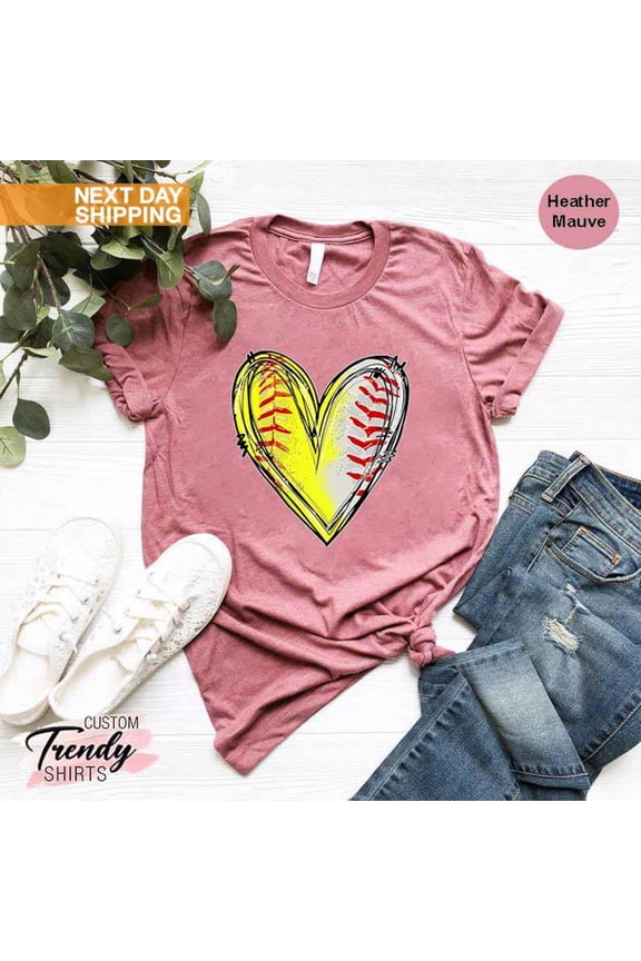 Softball Shirts for Women, Softball Gifts, Softball Heart Shirt, Womens Softball TShirt, Softball Mom Gifts, Softball Mom Shirt, Sports Gift SWEATSHIRT All Size S-5XL