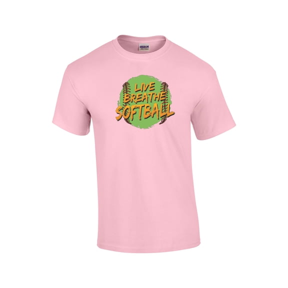 Softball Short Sleeve T-shirt Live Breathe Softball-Lightpink-XL