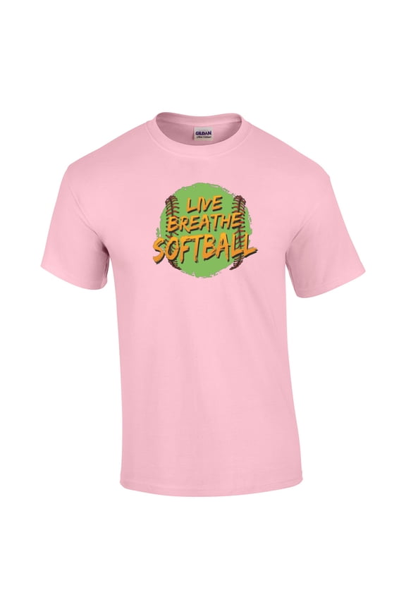 Softball Short Sleeve T-shirt Live Breathe Softball-Lightpink-XL