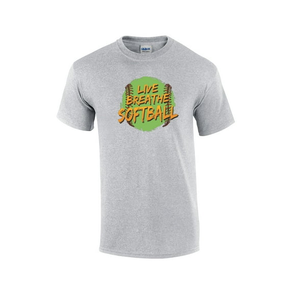 Softball Short Sleeve T-shirt Live Breathe Softball-Sportsgray-Small