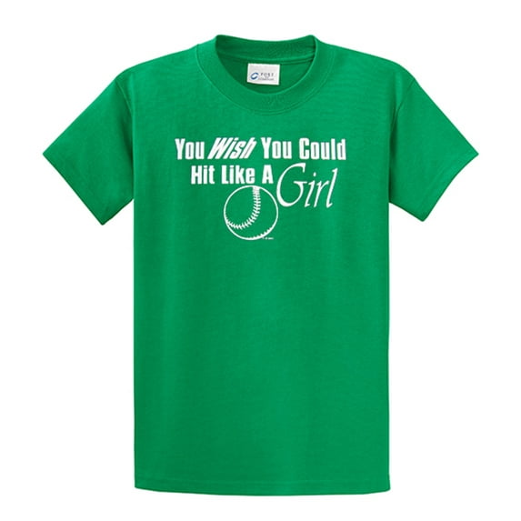 Softball Short Sleeve T-shirt Wish You Could Hit Like A Girl Funny Girls Fast Pitch Tee Power Hitting League Team Travel Ball-Kelly-Medium