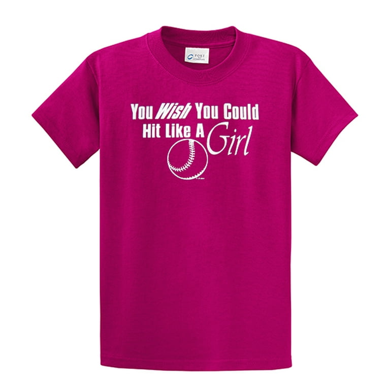 Softball Short Sleeve T-shirt Wish You Could Hit Like A Girl Funny