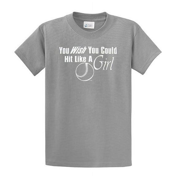 Softball Short Sleeve T-shirt Wish You Could Hit Like A Girl Funny Girls Fast Pitch Tee Power Hitting League Team Travel Ball-Sportsgrey-5Xl