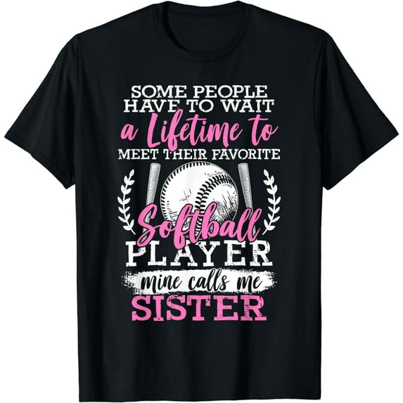Softball Sister of a Softball Playing Sister Softball Fan T-Shirt