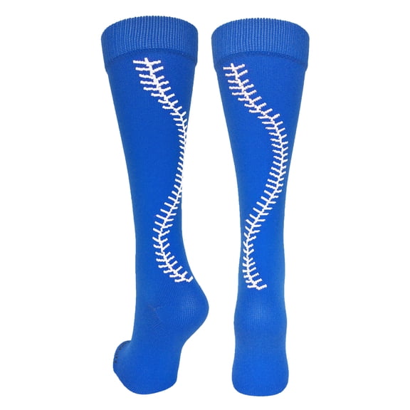Softball Socks with Stitches Over the Calf (Royal/White, Small)