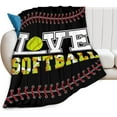 thumbnail image 1 of Softball Soft Throw Blanket All Season Microplush Thick Warm Blankets Tufted Fuzzy Flannel Throws Blanket for Bed Sofa Couch 60"x50", 1 of 6