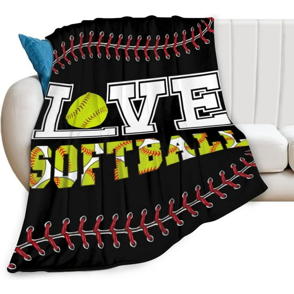 Softball Soft Throw Blanket All Season Microplush Thick Warm Blankets Tufted Fuzzy Flannel Throws Blanket for Bed Sofa Couch 60"x50"