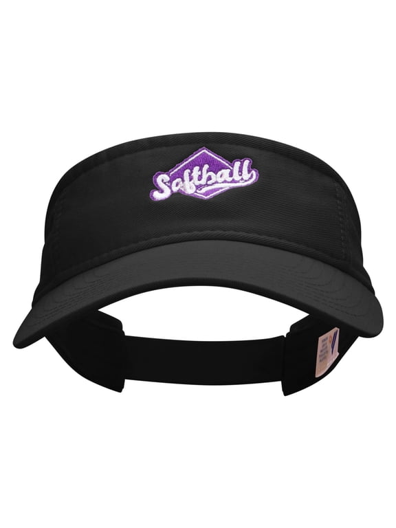 Softball Sport Embroidered Pro Style Cotton Twill Washed Visor - Black OSFM