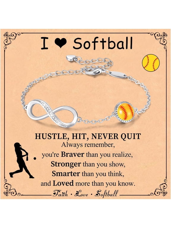 Softball Sports Bracelet for Women, 14K Gold Plated Sports Team Motivational Gift, Charming Jewelry for Her