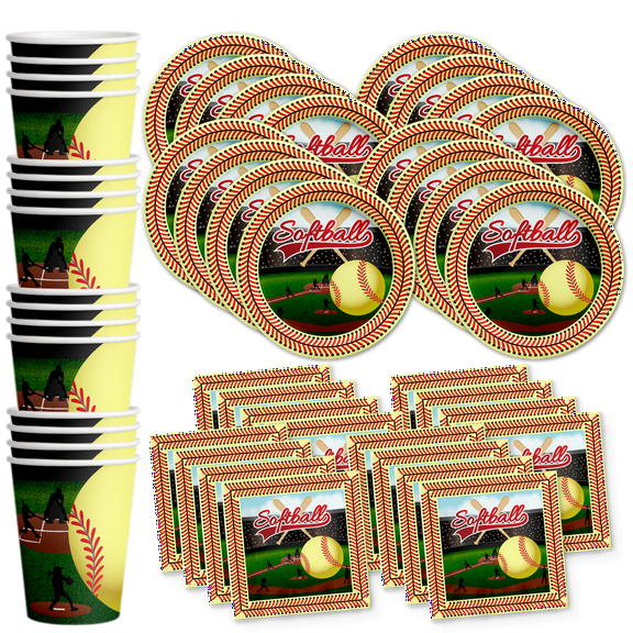 Softball Star Birthday Party Supplies Set Plates Napkins Cups Tableware Kit for 16