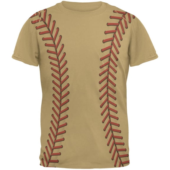 Softball Stitches Mens T Shirt Tan SM