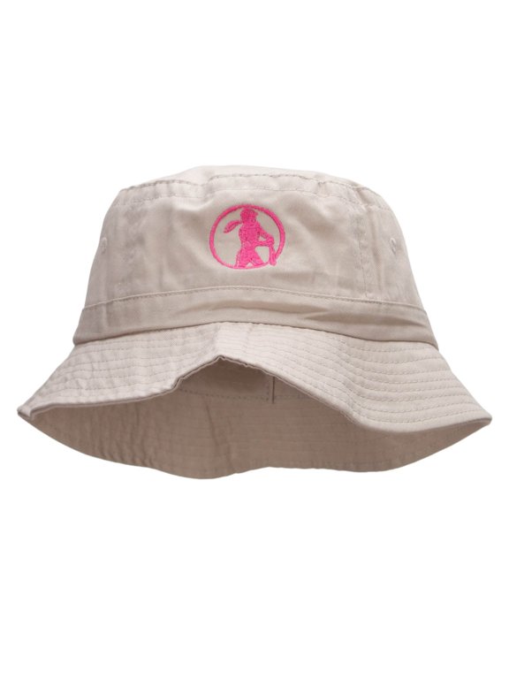 Softball Swing Embroidered Bucket Hat - Natural OSFM