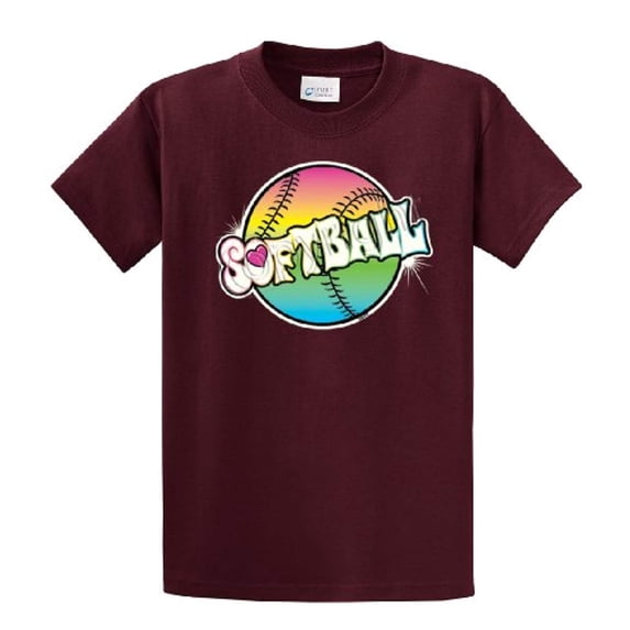 Softball T-Shirt Rainbow Softball-maroon-medium