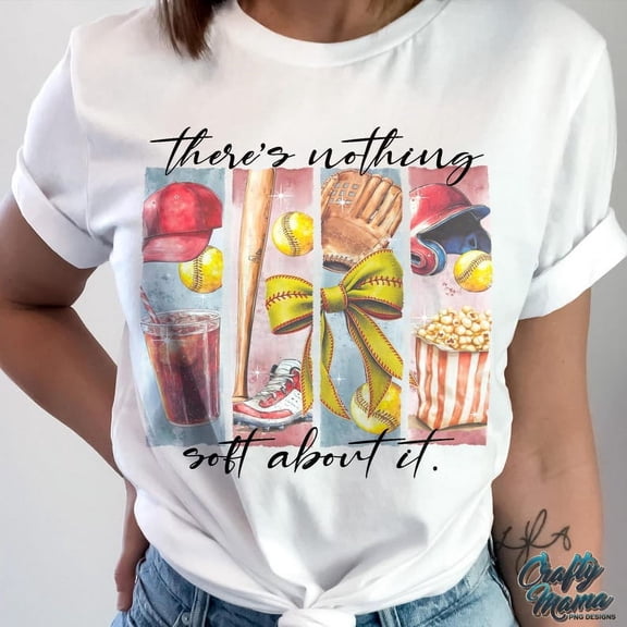 Softball T-Shirt, There's Nothing Soft About It Shirt, Funny Softball Quote Tee, Softball Collage Graphic Shirt, Sports Softball Shirt for Women