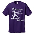 thumbnail image 1 of Softball T-shirt Power in A Ponytail Fastpitch Fast Pitch Pitcher Travel Ball League Team Player Youth Tee Shirt-Purple-XL, 1 of 4