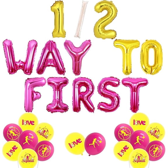 Softball Theme Half birthday Decor Half Birthday Decor Girl with 1/2 Way to First Softball Banner Softball Love Balloon Softball 6 Months Birthday Party Decor for Girl Sports Theme Birthday