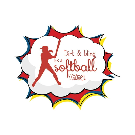 It'S A Softball Thing Dirt and bling Sports Motivational Quote Decal Wall Art Sticker Designs Vinyl Stickers For Home House Walls Rooms Windows Bedroom Decoration Size (20x20 inch)