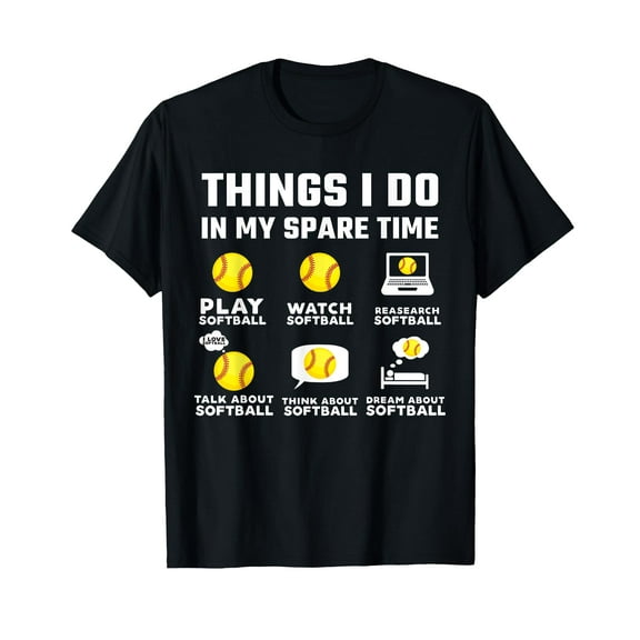 Softball Things I Do In My Spare Time Funny Softball Player T-Shirt