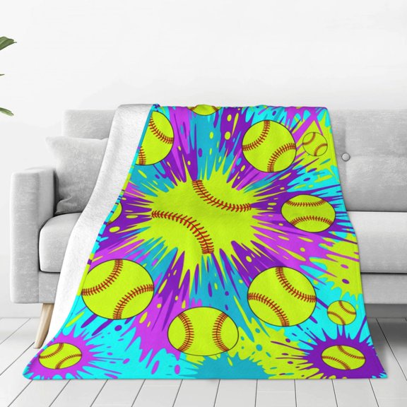 Softball Throw Blanket, Ultra Soft Sports Blanket, Softball Bedroom and Home Decor for Couch Sofa Bed, Gift for Players and Sports Lovers 50x40