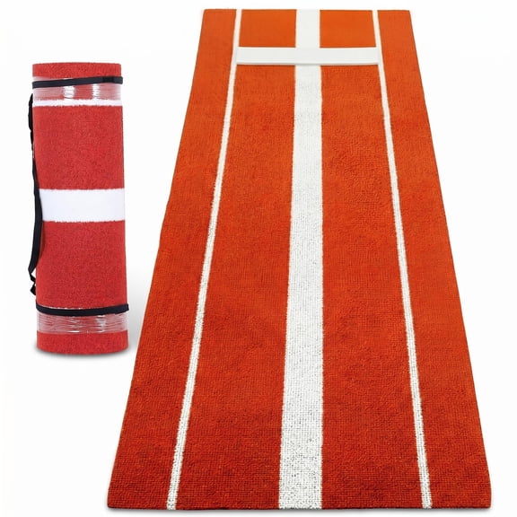 Softball Throwing Mat, PP Artificial Grass with EVA Foam Backing Red Pitcher Training Mat for Baseball Softball Practice, Non Slip Standing Pad for Indoor Outdoor Backyard School Sports Training.