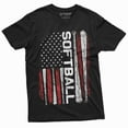 thumbnail image 1 of Softball Tshirt American Sports Usa Flag Tee Shirt Bats Us Unisex Womens Mens Tee, 1 of 5