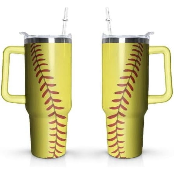 Softball Tumbler Softball Cup Softball Gifts for Men Women Softball Fans Gifts - 40 OZ Tumbler with Handle