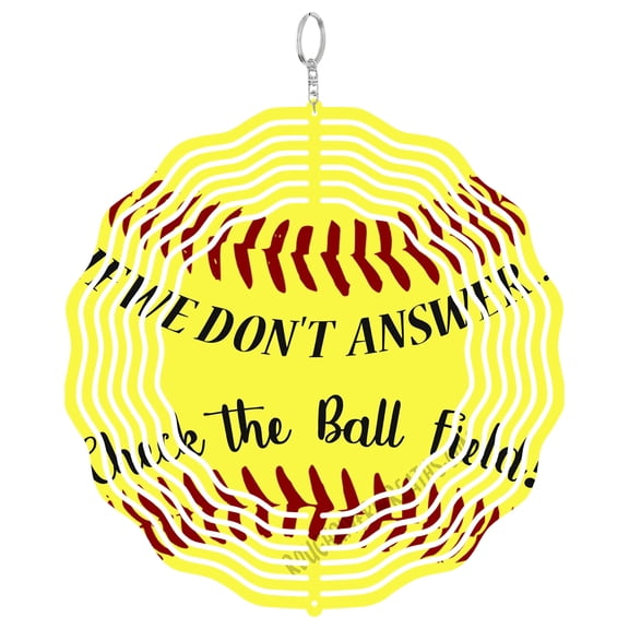 Softball Wind Spinner Metal Outdoor Decor Sports Theme Yellow Red Black