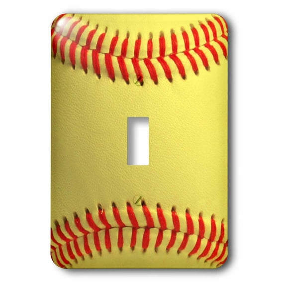 3dRose, Softball close-up photography print - yellow and red soft ball for sporty sport fans team players, single toggle switch