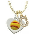 thumbnail image 1 of Softball in Heart - C - Gold Tone Crystal Initial Sophia Necklace, 18"+1", 1 of 2