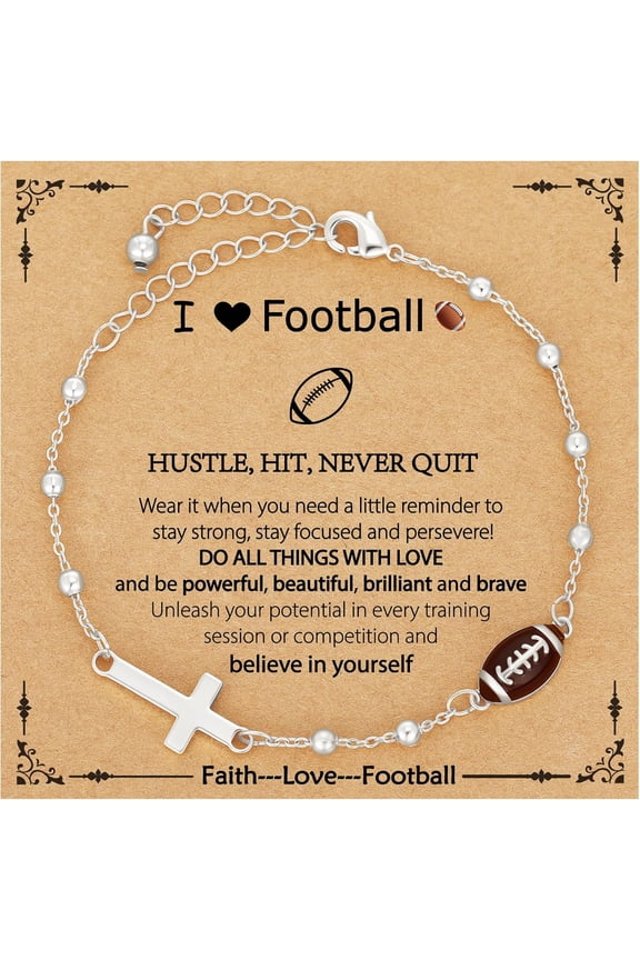 Softball/volleyball/soccer/basketball bracelet, suitable for women, 14K gold-plated cross chain sports accessory, Christian jewelry gift, suitable for team coaches and players.