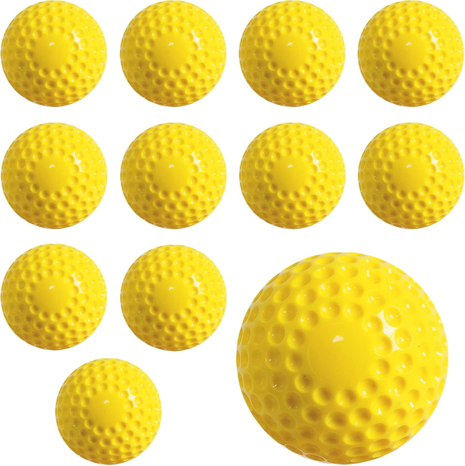 Softballs 12 Pcs Yellow Dimpled Softballs, 12Inch Pitching Machine