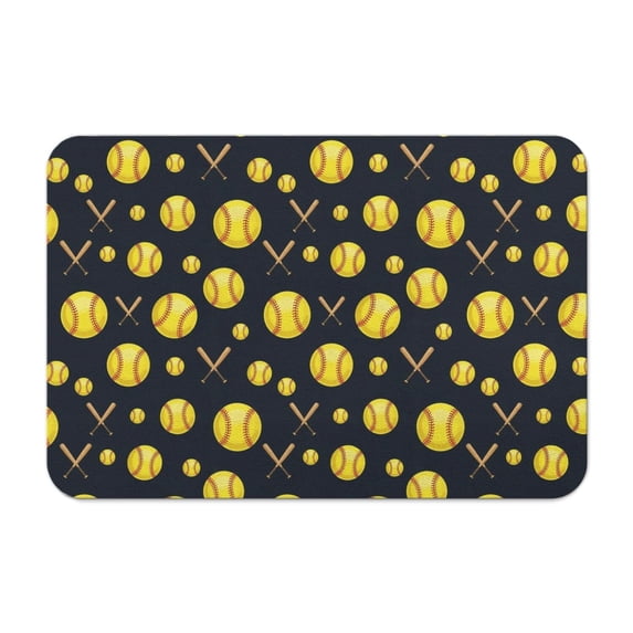 Softballs and Bats Black Pattern Diatomite Bath Mat, Entryway Floor Pad ...