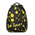 thumbnail image 1 of Softballs and Text Black Pattern Backpack for School, Cute School Bag with Adjustable Shoulder Straps and Padded Back, 15.3"x11"x6.7", 1 of 5