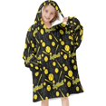 thumbnail image 1 of Softballs and Text Black Pattern Flannel Blanket Hoodies for Teens ,Teens Oversize Sherpa Wearable Hooded Blanket Sweatshirt with Super Pockets, 1 of 6