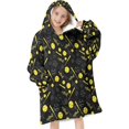 thumbnail image 1 of Softballs and Text Black Pattern Flannel Blanket Hoodies for Teens ,Teens Oversize Sherpa Wearable Hooded Blanket Sweatshirt with Super Pockets, 1 of 6