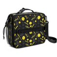 thumbnail image 1 of Softballs and Text Black Pattern Insulated Lunch Bag with Shoulder Strap and Bottle Holder,Bento School Lunch Bag Box,11x9.5x3.5 Inches, 1 of 5