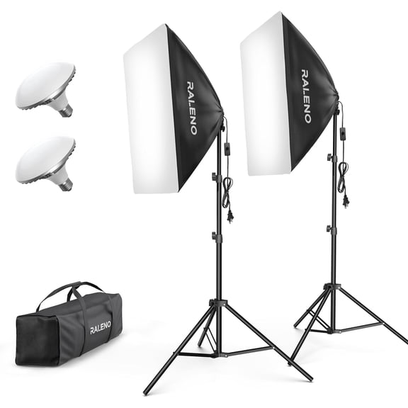 Softbox Lighting Kit, 20X28-Inch Softbox Photography Lighting with LED Bulbs(50W | 5500K | TLCI97), Streaming Lighting for Video Rcording Photoes Portraits YouTube | Model: PS40