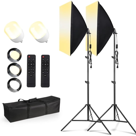 Softbox Lighting Kit 2Pack,20x28in Soft Box |Upgrade 135W 2700-6400K 100V-240V AC E27 LEDBulb Continuous Photography Lighting,Photo Studio Lights Equipment for Camera ,Video Recording