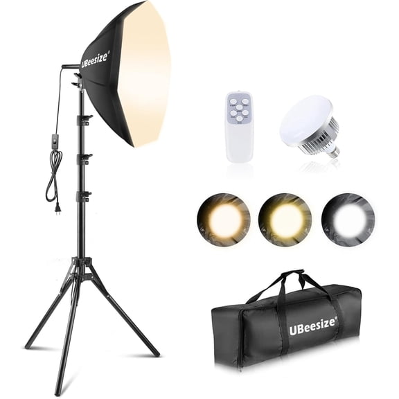 Softbox Photography Lighting Kit, 20'' x 20'' Professional Softbox Lighting Kit with 85W 3000-7500K LED Bulbs, Studio Lights for Photography/Live Streaming/Video Recording
