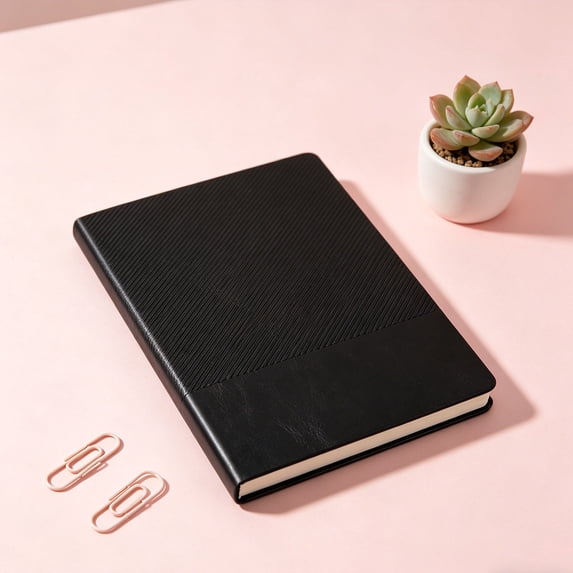 Softcover Lined Journal Notebook 200 Pages Lay-Flat Bound Soft Leather Journaling Notebook for for Writing Work School Office Note Taking, 5.7"x8.3" Black