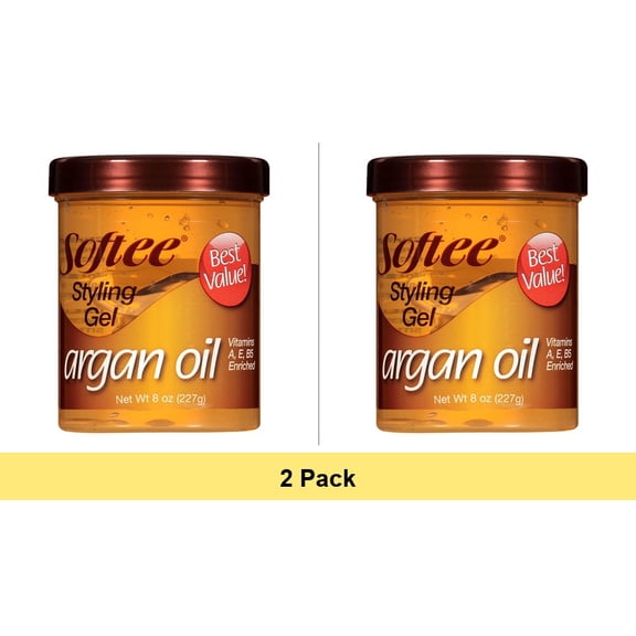 Softee Argan Oil Styling Gel, 8 Oz - 2 Pack Bundle