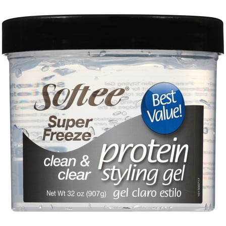 Softee Super Freeze Protein Styling Gel 32 oz. Jar, Clarifying, Strengthens Hair,  Unisex