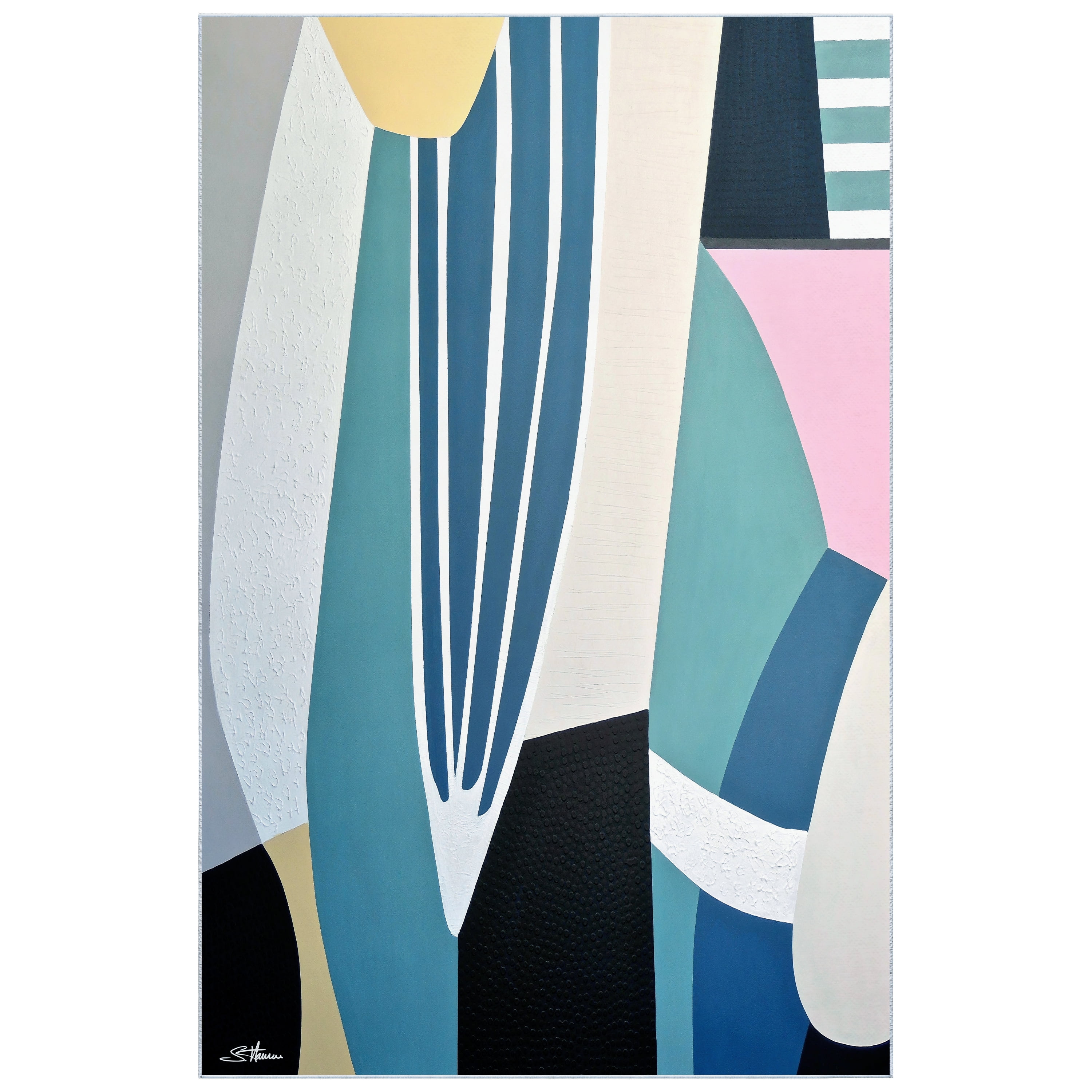 Soften The Edge Washable Geometric Art Area Rug size 5'x8', Power-loomed, Heavenly Softness with Non-Slipping Backing