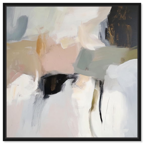 Softened Encounters I Canvas Neutral Abstract Art by Art Remedy, Black Frame, 30 x 30
