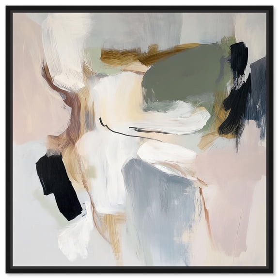 Softened Encounters II Canvas Neutral Abstract Art by Art Remedy, Black Frame, 30 x 30