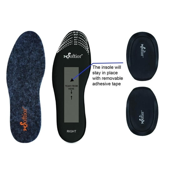 Softior Women's Memory Foam Warm Felt Shoe Insoles, 1 Pair Insoles & Heel Cushions, Size 5-11