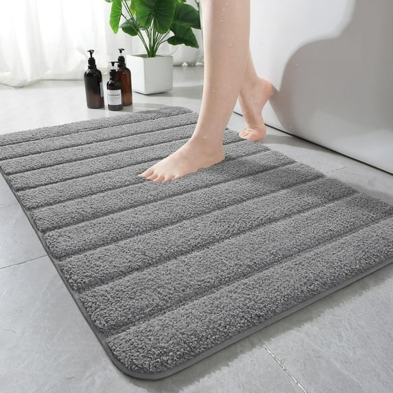 Softlife Absorbent Bathroom Rug Soft Microfiber Washable Bath Mat,24"x17",Grey